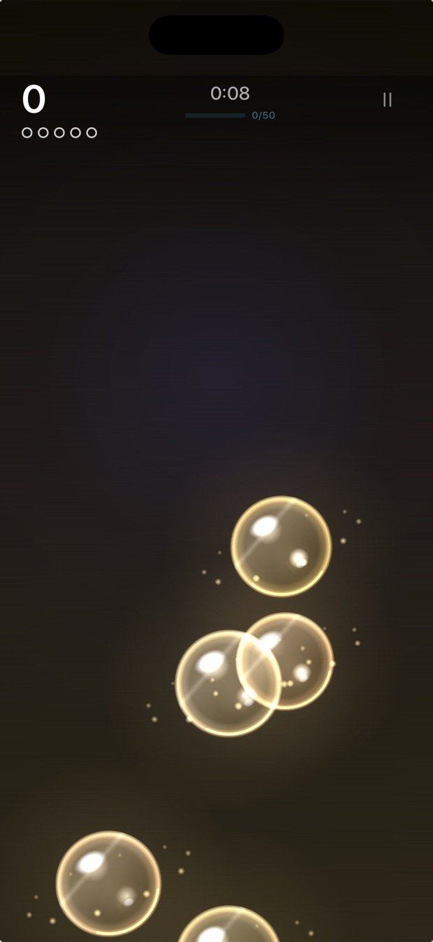 The Gold prestige world in 2.0: warm golden bubbles trailing orbiting sparks.