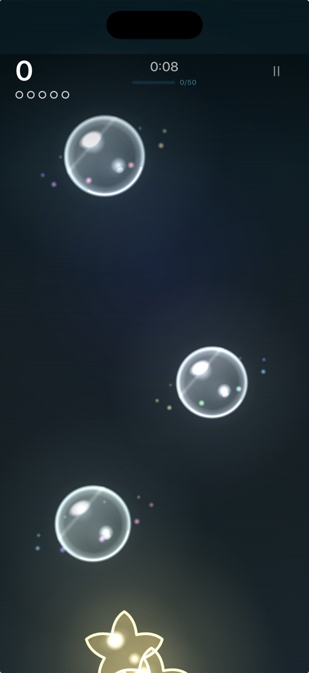 The Diamond prestige world in 2.0: near-white bubbles trailing prismatic coloured glints, with a gold star rising below.