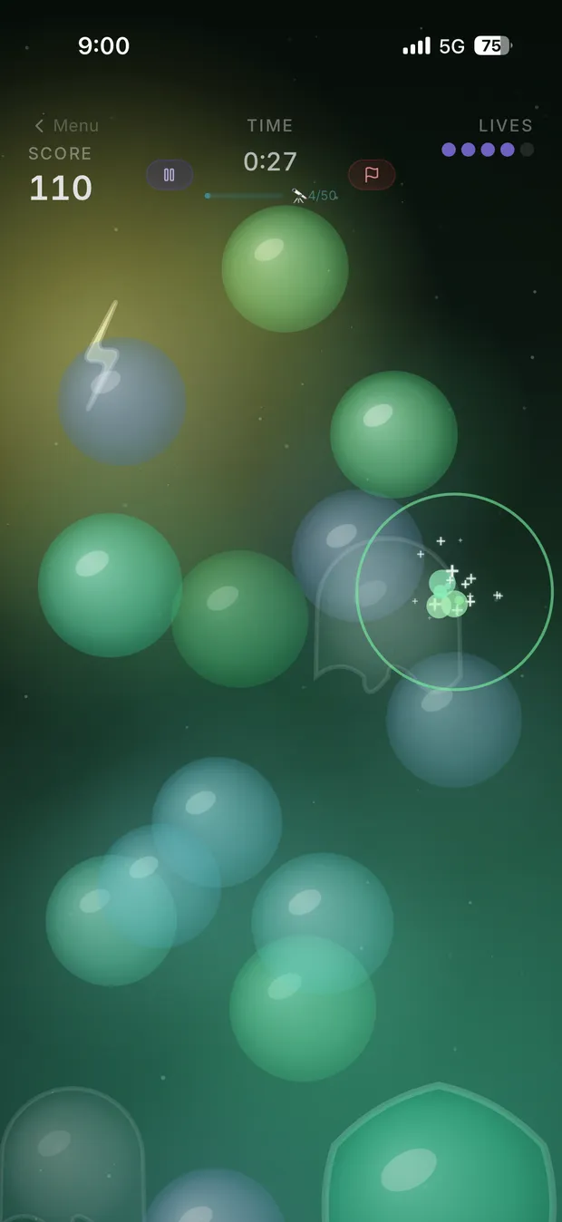 Bubble Drift gameplay with special bubbles