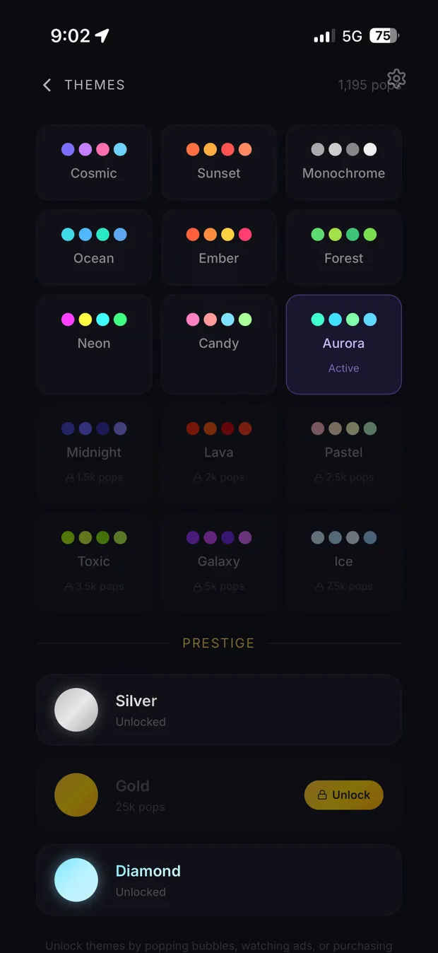 Bubble Drift themes and unlockables